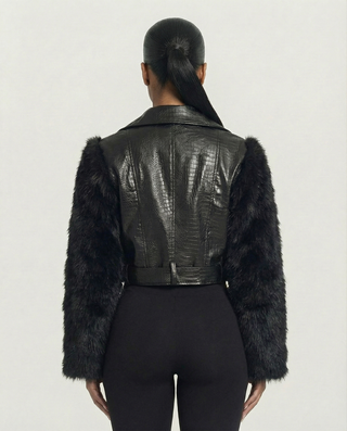 Chaqueta de piel sintética con textura de cocodrilo BEXLEY