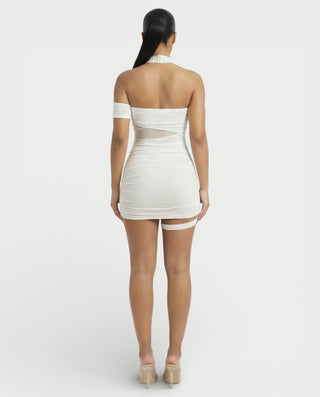 Vestido mini de malla drapeada SONIA