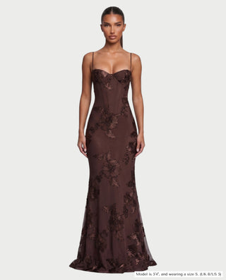 FLORELLE Floral Embroidered Corset Gown