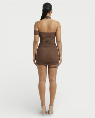 Vestido mini de malla drapeada SONIA