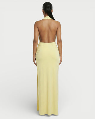 ERAYA Halter Neck Thigh-High Slit Maxi Dress