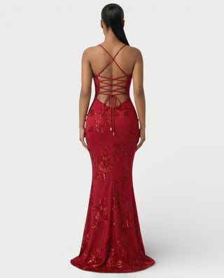 LIVARA Embroidered Floral Corset Maxi Dress