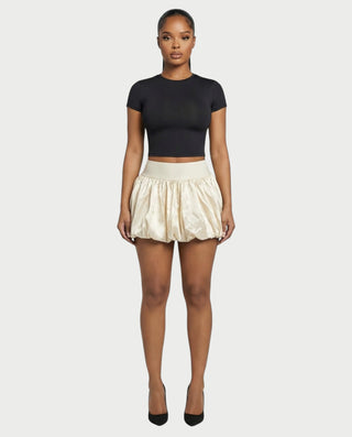 ZARELA High-Waist Bubble Hem Mini Skirt
