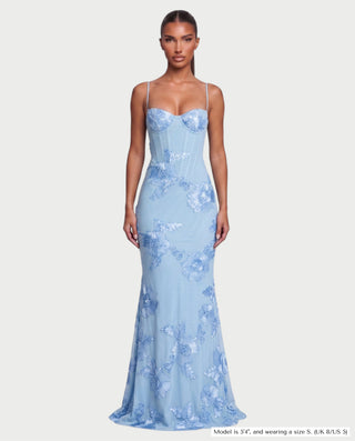 FLORELLE Floral Embroidered Corset Gown