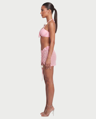 Conjunto de top y pantalón corto de punto de crochet a rayas BELLE