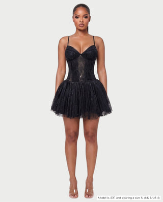 REZE Lace Mesh Tie-Back Mini Dress