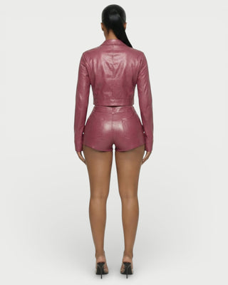 BRIXA Leather Jacket & High-Waist Shorts Set