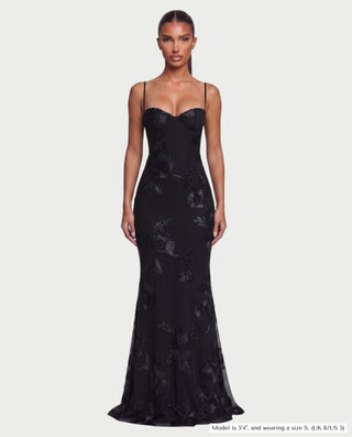 FLORELLE Floral Embroidered Corset Gown