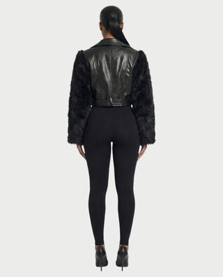 Chaqueta de piel sintética con textura de cocodrilo BEXLEY