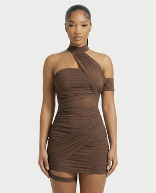 Vestido mini de malla drapeada SONIA