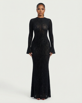 ASHLEY Mesh Open Back Maxi Dress