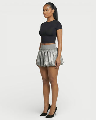 ZARELA High-Waist Bubble Hem Mini Skirt