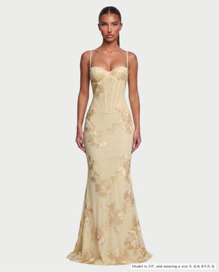 FLORELLE Floral Embroidered Corset Gown