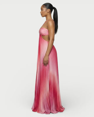 Vestido largo plisado con degradado LIVIANA