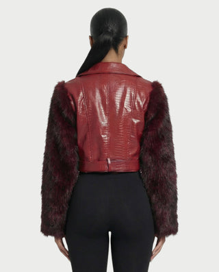 Chaqueta de piel sintética con textura de cocodrilo BEXLEY