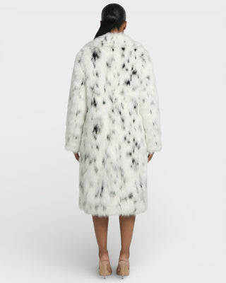ARELYA Dalmatian Print Faux-Fur Midi Coat