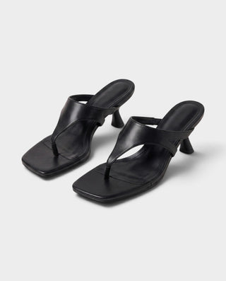 AKASHA Square Toe Flared Heel Mules