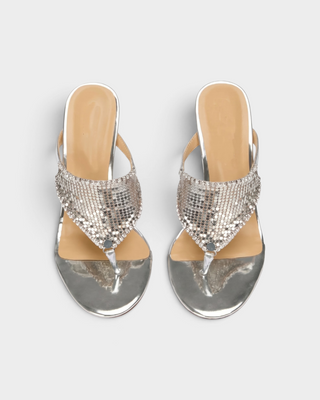 KENSLY Sequin Mesh Thong Stiletto Heels
