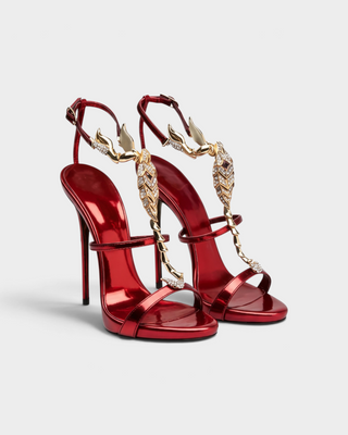 SHILO Rhinestone T-Strap Scorpion Stiletto Heels