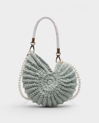 YASMINA Woven Seashell Pearl Handle Shoulder Bag