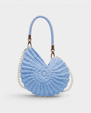 YASMINA Woven Seashell Pearl Handle Shoulder Bag