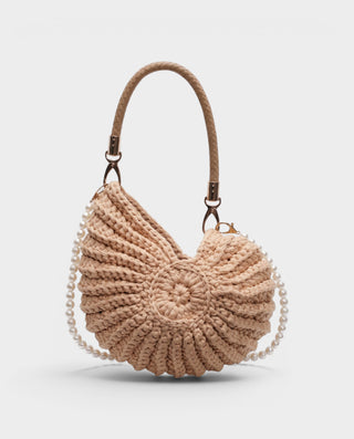 YASMINA Woven Seashell Pearl Handle Shoulder Bag