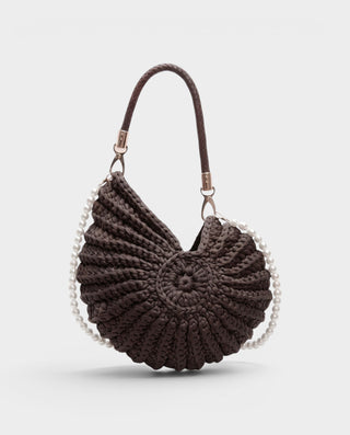 YASMINA Woven Seashell Pearl Handle Shoulder Bag
