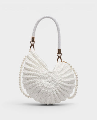 YASMINA Woven Seashell Pearl Handle Shoulder Bag