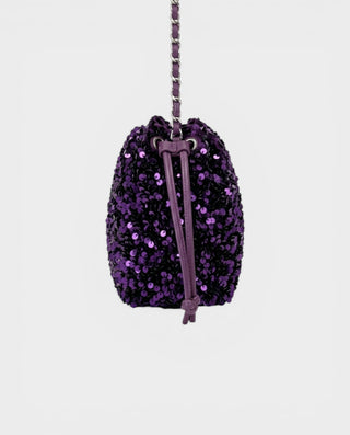 ONELLA Deep Purple Sequin Bucket Bag