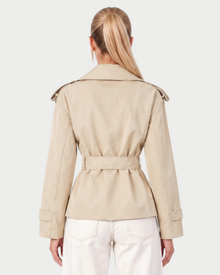 LURIA Wide Lapel Belted Short Trench Coat