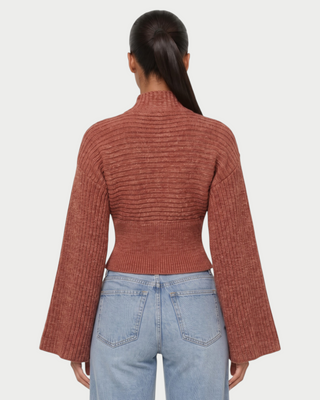 VINTA Single-Button Ribbed Long-Sleeve Cardigan