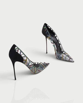 MAVIRA Rhinestone Clear Pointed Toe Stiletto Heels