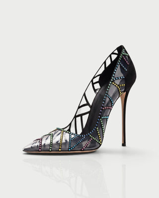 MAVIRA Rhinestone Clear Pointed Toe Stiletto Heels