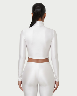 NURA High Neck Crop Top & V-Waist Capri Leggings Set