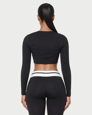 SURRA Contrast Stripe Crop Top & Capri Pants Set