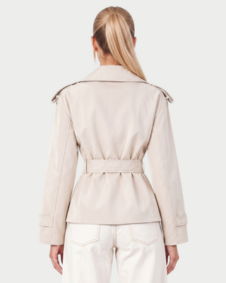 LURIA Wide Lapel Belted Short Trench Coat