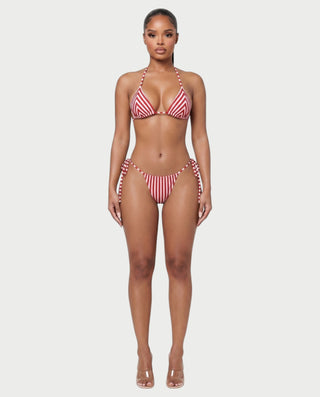 ABELYA Stripe Triangle Tie-Side Bikini Set