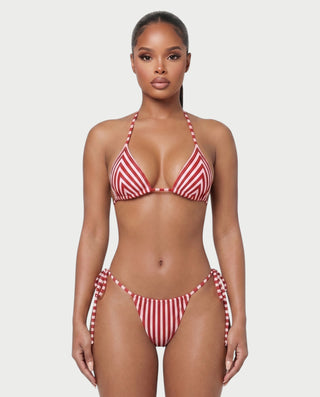 ABELYA Stripe Triangle Tie-Side Bikini Set