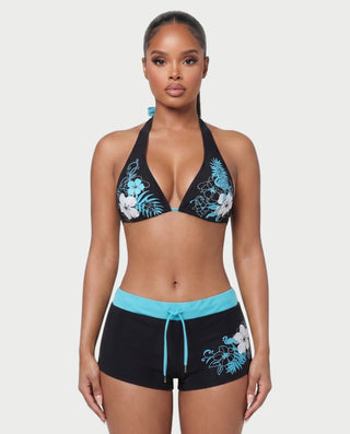 ZARELLA Tropical Floral Triangle Bikini & Shorts Set