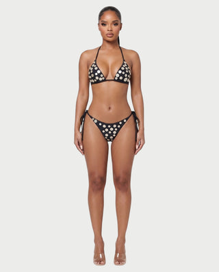 LUCENZA Iridescent Shell Button Triangle Bikini Set