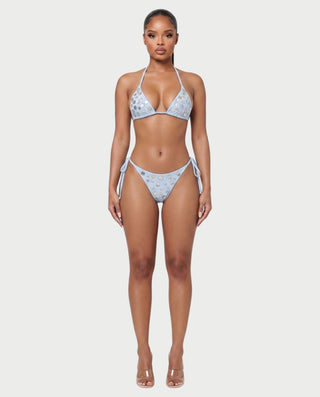 LUCENZA Iridescent Shell Button Triangle Bikini Set