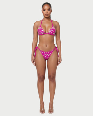 LUCENZA Iridescent Shell Button Triangle Bikini Set