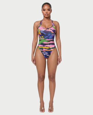 KEILANI Abstract Racerback Bodysuit & Capri Pants Set