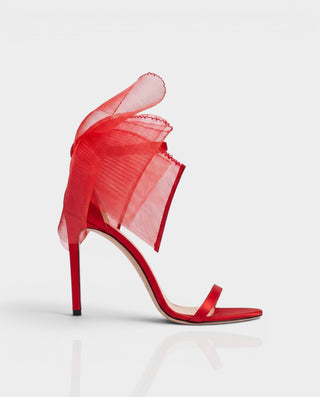 LIDIYA Sheer Bow Ankle Strap Stiletto Heels