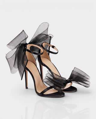 LIDIYA Sheer Bow Ankle Strap Stiletto Heels