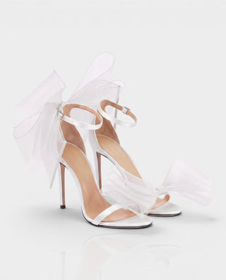LIDIYA Sheer Bow Ankle Strap Stiletto Heels