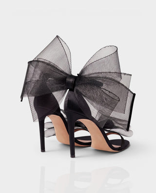 LIDIYA Sheer Bow Ankle Strap Stiletto Heels