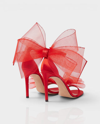 LIDIYA Sheer Bow Ankle Strap Stiletto Heels