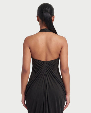 PALMORA Pleated Halter Backless Maxi Dress