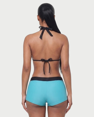 Conjunto de top y pantalón corto de punto de crochet a rayas BELLE